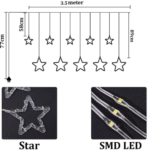 Star Curtain Fairy Lights for Home Décor | Warm White Hanging Star LED String Lights for Bedroom, Balcony & Festivals. (Copy) - Image 3