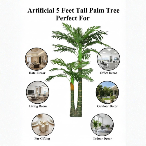 5-feet artificial palm plant in a modern living room.